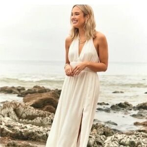 Abercrombie & Fitch White Halter Maxi Dress | Size M